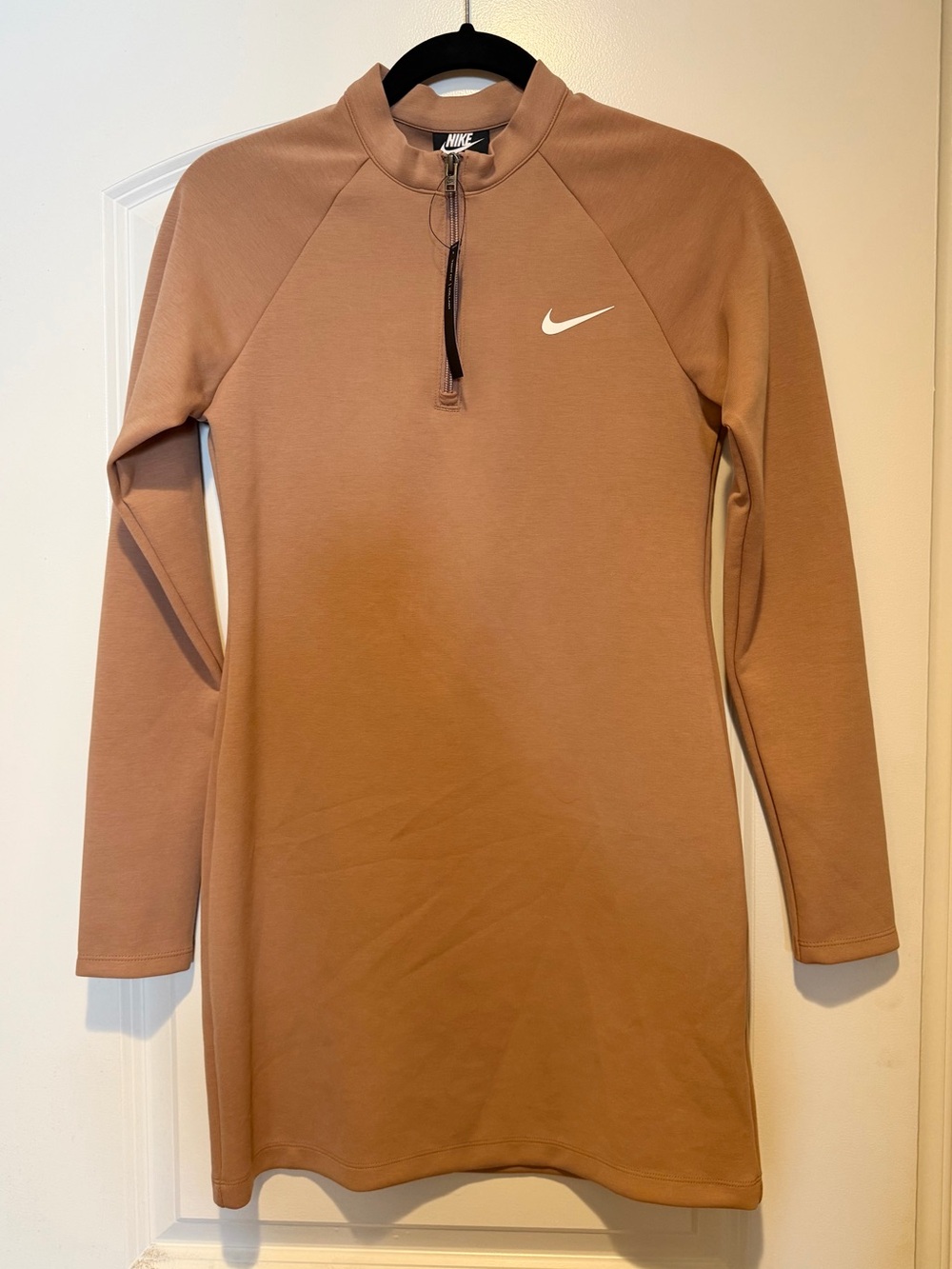 Nike Long-Sleeve Beige Zip-Front Dress